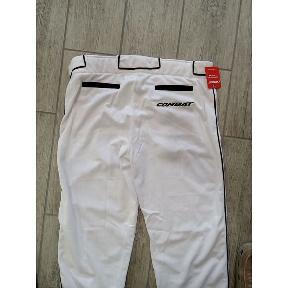 COMBAT PIPED STOCK OPEN BOTTOM BASEBALL/SOFTBALL PANTS, WHITE & BLACK ~ MENS 2XL - Picture 7 of 7
